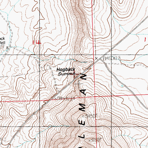 Topographic Map of Hogback Summit, OR