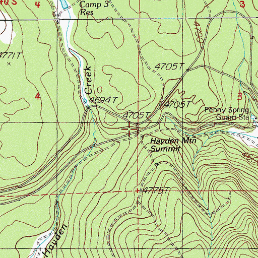 Topographic Map of Hayden Mountain Summit, OR