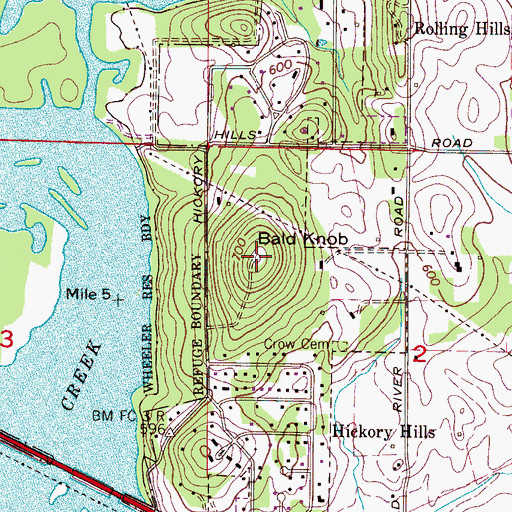 Topographic Map of Bald Knob, AL