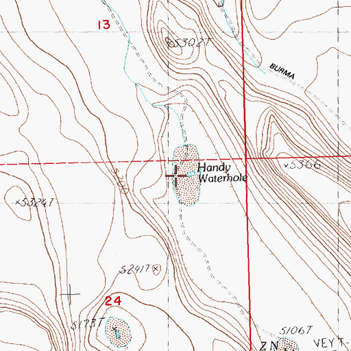 Topographic Map of Handy Waterhole, OR