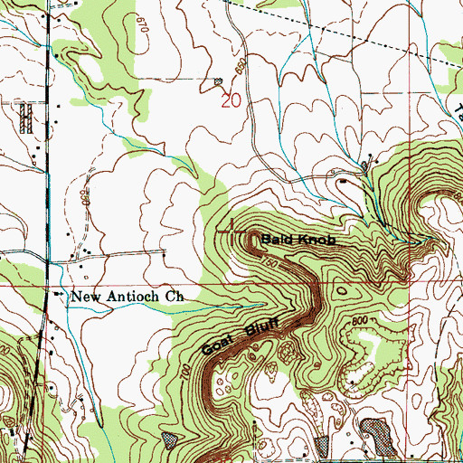 Topographic Map of Bald Knob, AL