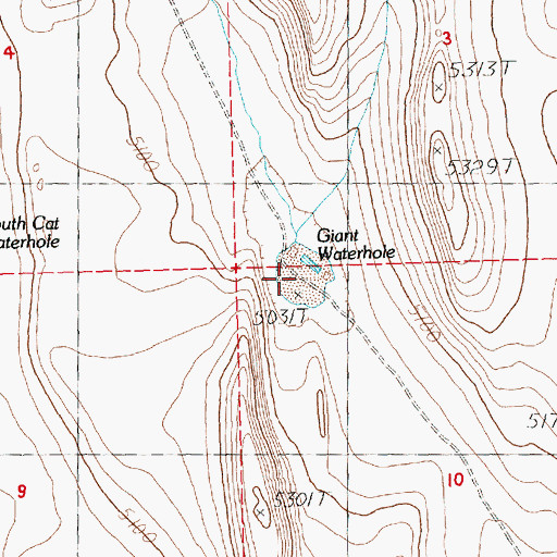 Topographic Map of Giant Waterhole, OR