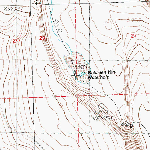 Topographic Map of Between Rim Waterhole, OR