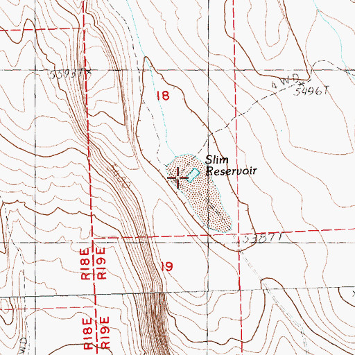 Topographic Map of Slim Reservoir, OR