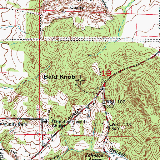 Topographic Map of Bald Knob, AL