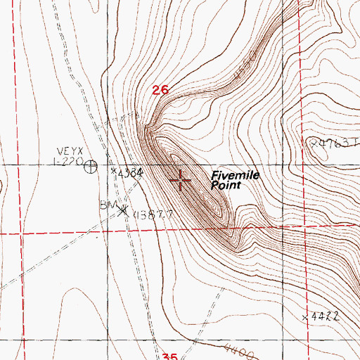 Topographic Map of Fivemile Point, OR