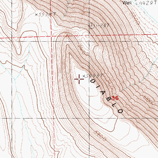 Topographic Map of Diablo Rim, OR