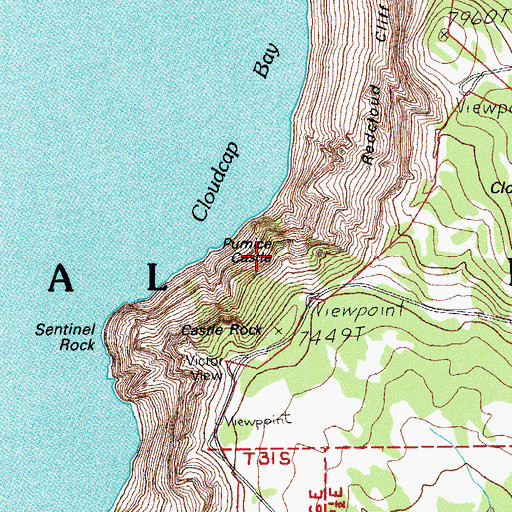 Topographic Map of Pumice Castle, OR