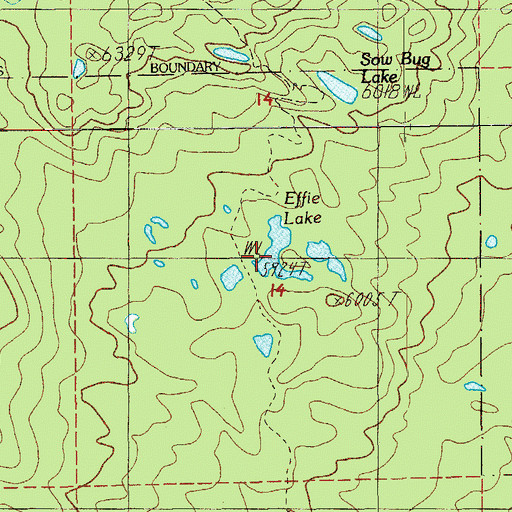 Topographic Map of Effie Lake, OR