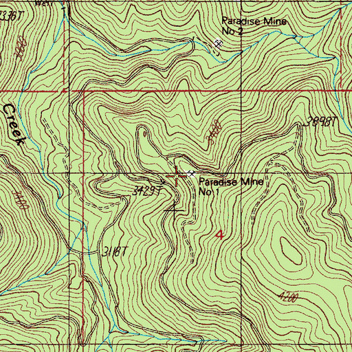 Topographic Map of Paradise Mine Number 1, OR