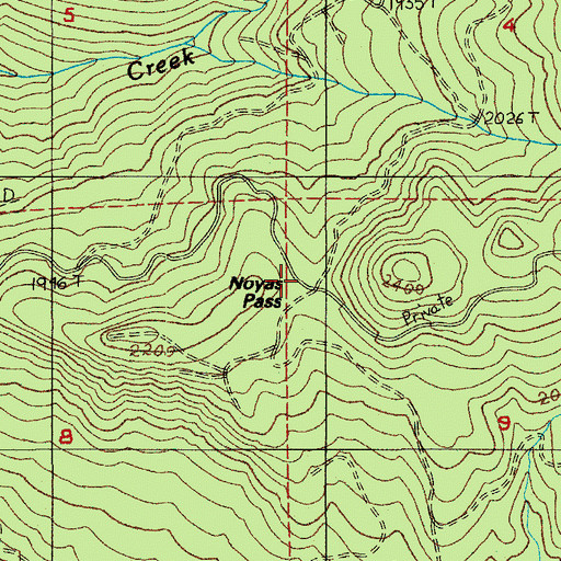Topographic Map of Noyas Pass, OR