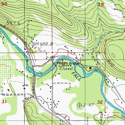 Topographic Map of Pengra Covered Bridge, OR