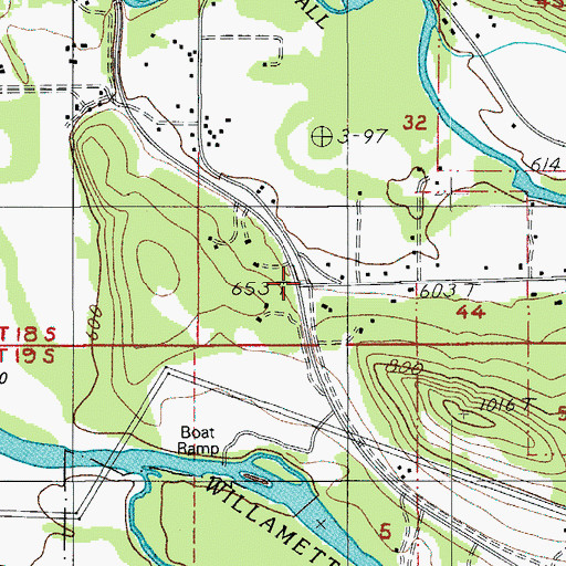Topographic Map of Pengra, OR