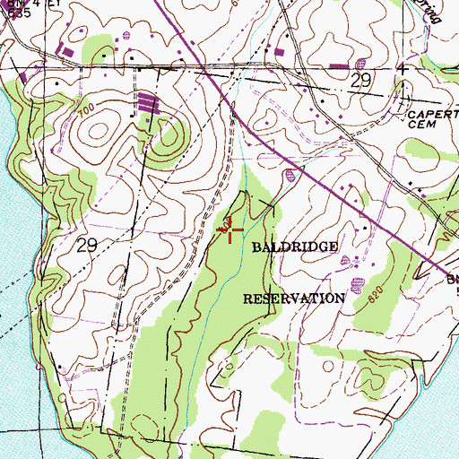 Topographic Map of Baldridge Reservation (historical), AL