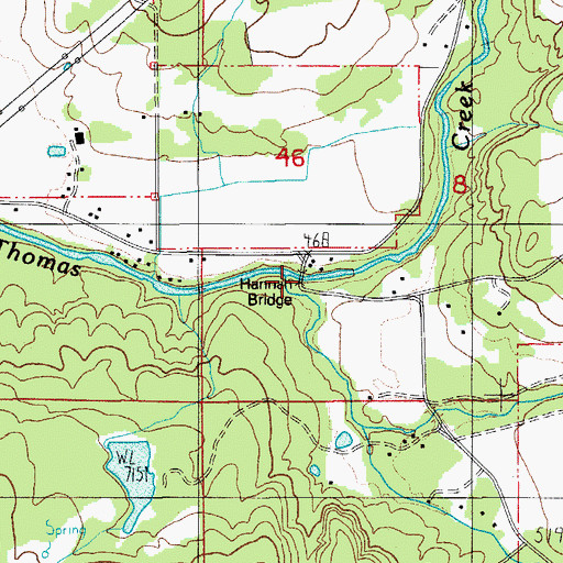 Topographic Map of Hannah Bridge, OR