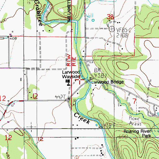 Topographic Map of Larwood Bridge, OR