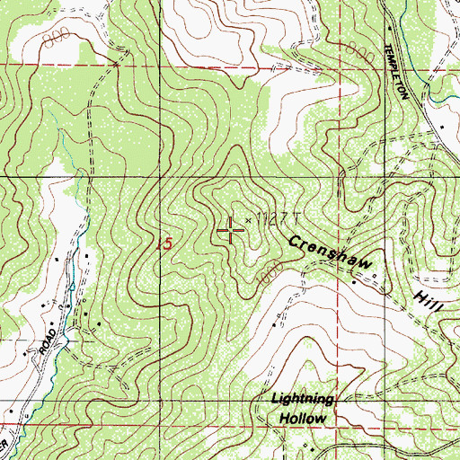 Topographic Map of Crenshaw Hill, OR