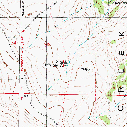 Topographic Map of South Willow Reservoir, OR