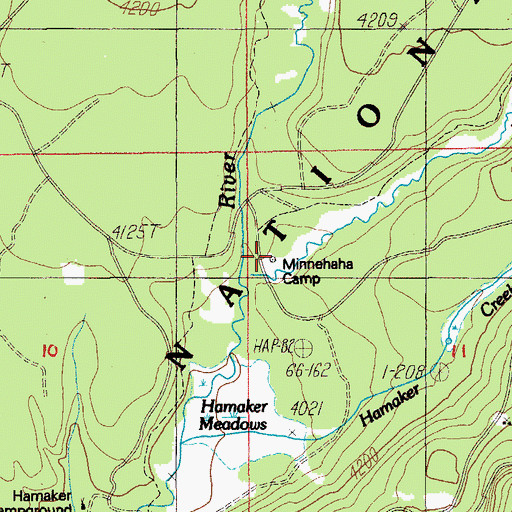 Topographic Map of Minnehaha Camp, OR