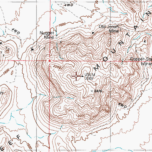 Topographic Map of Silver Reef Mountains, AZ