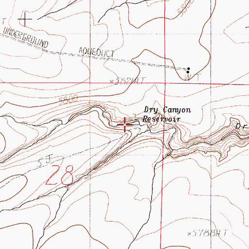 Topographic Map of Dry Canyon Reservoir, OR