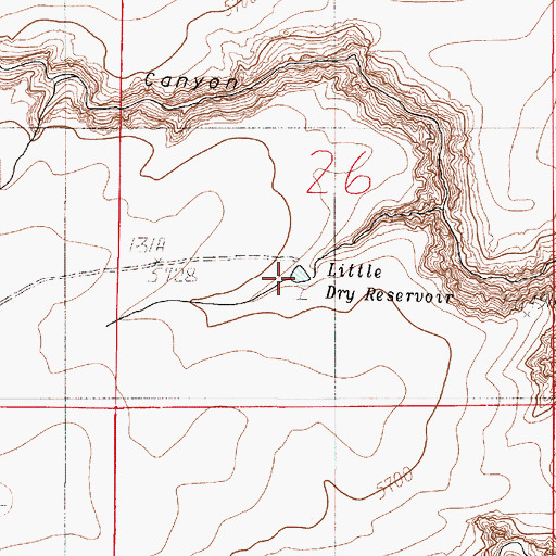 Topographic Map of Little Dry Reservoir, OR