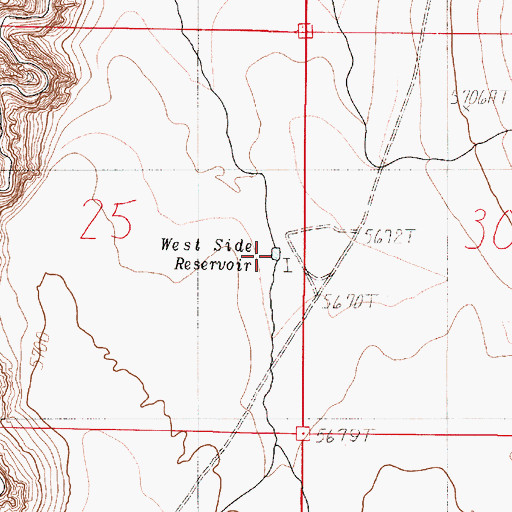 Topographic Map of West Side Reservoir, OR