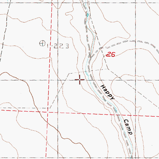 Topographic Map of Happy Camp, OR