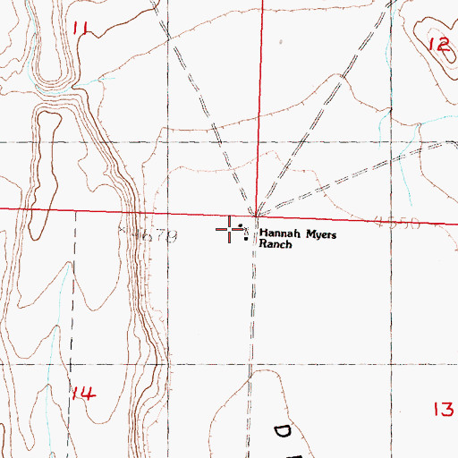 Topographic Map of Hannah Myers Ranch, OR