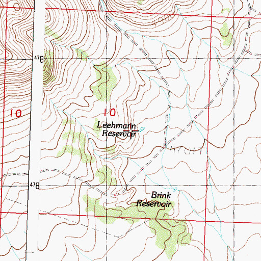 Topographic Map of Leehmann Reservoir, OR