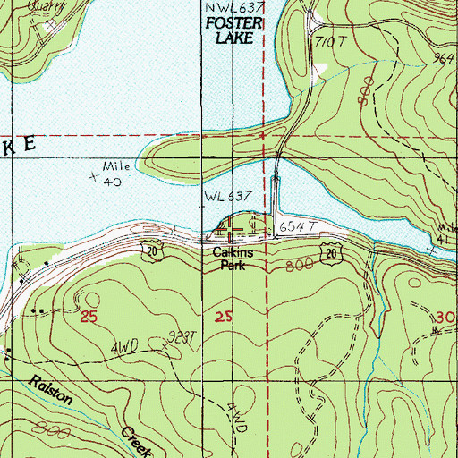 Topographic Map of Calkins Park, OR