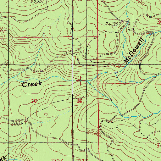 Topographic Map of South Fork McDowell Creek, OR