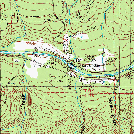 Topographic Map of Short Bridge, OR
