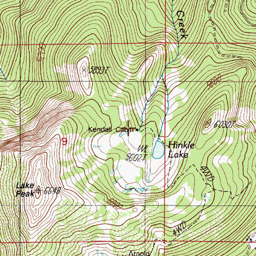 Topographic Map of Kendall Cabin, OR