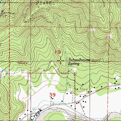 Topographic Map of Schoolhouse Spring, OR