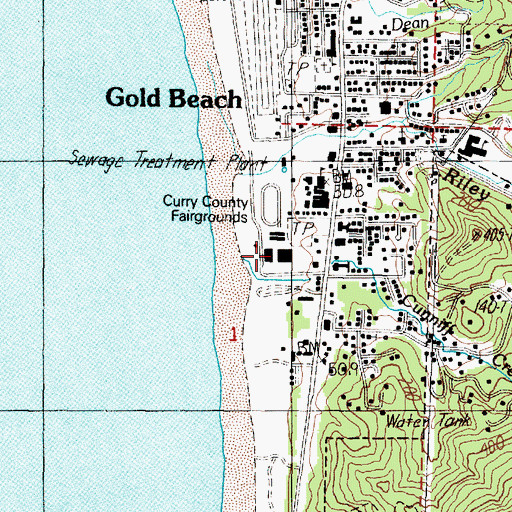 Topographic Map of Curry County Rodeo and Fairgrounds, OR