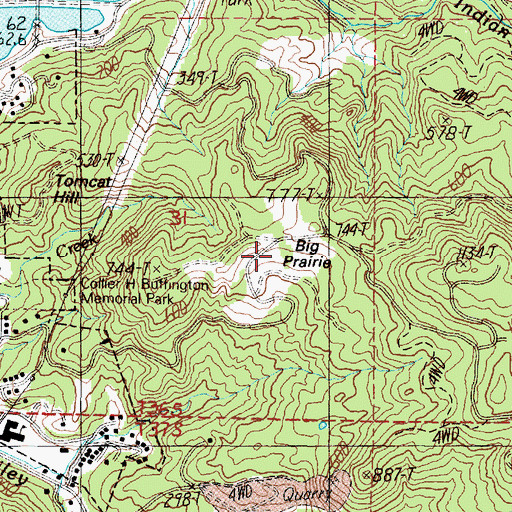 Topographic Map of Big Prairie, OR
