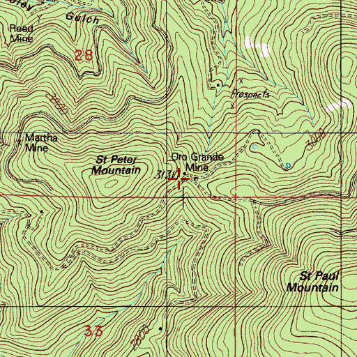 Topographic Map of Oro Grande Mine, OR