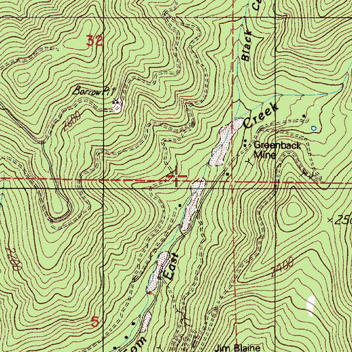 Topographic Map of Greenback (historical), OR