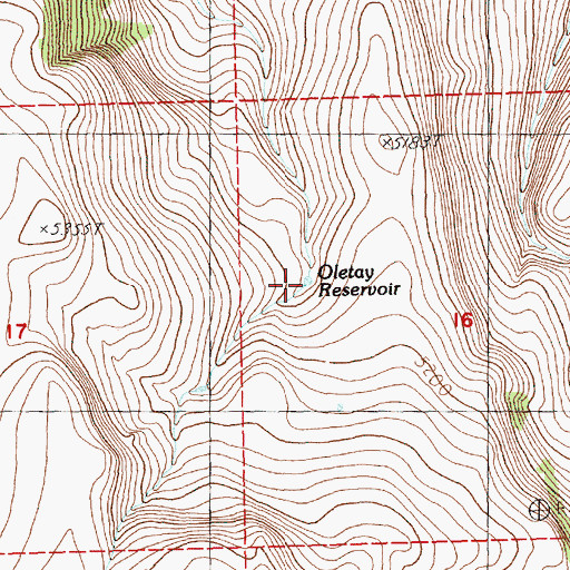 Topographic Map of Oletay Reservoir, OR