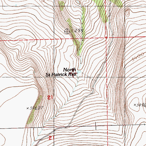 Topographic Map of North Saint Patrick Reservoir, OR