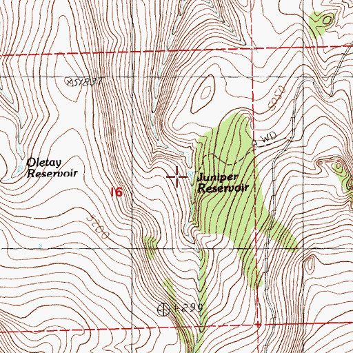 Topographic Map of Juniper Reservoir, OR