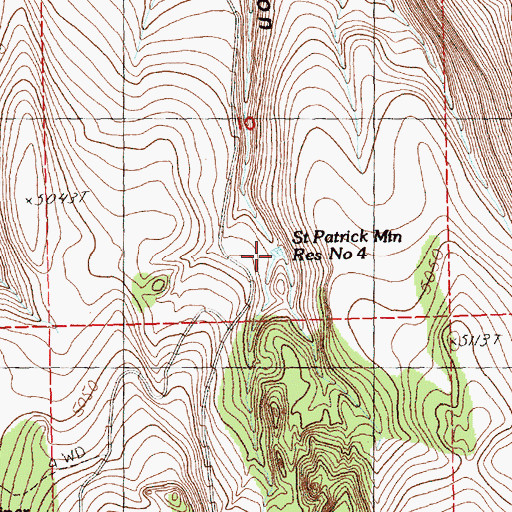 Topographic Map of Saint Patrick Mountain Reservoir Number 4, OR