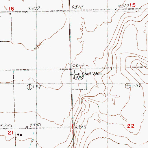 Topographic Map of Shull Well, OR