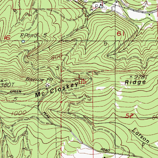 Topographic Map of McCloskey Ridge, OR