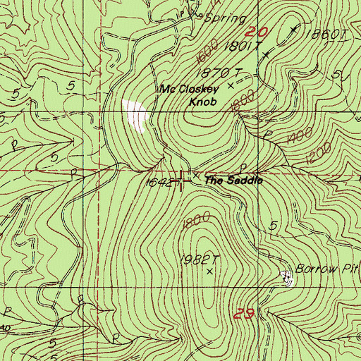 Topographic Map of The Saddle, OR