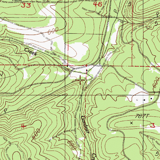 Topographic Map of Gardner Creek, OR