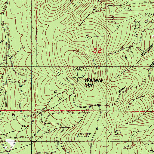 Topographic Map of Walters Mountain, OR