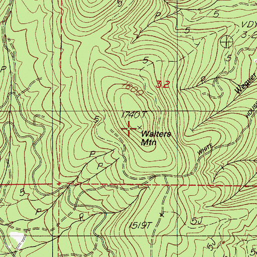 Topographic Map of Walters Mountain, OR