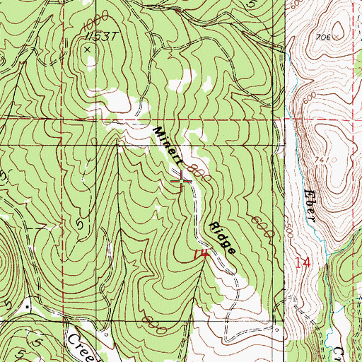 Topographic Map of Minert Ridge, OR